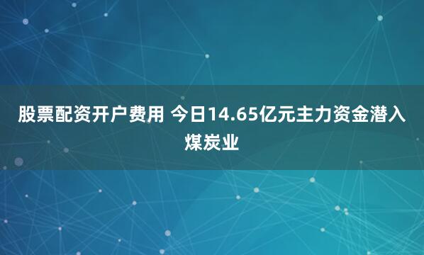股票配资开户费用 今日14.65亿元主力资金潜入煤炭业